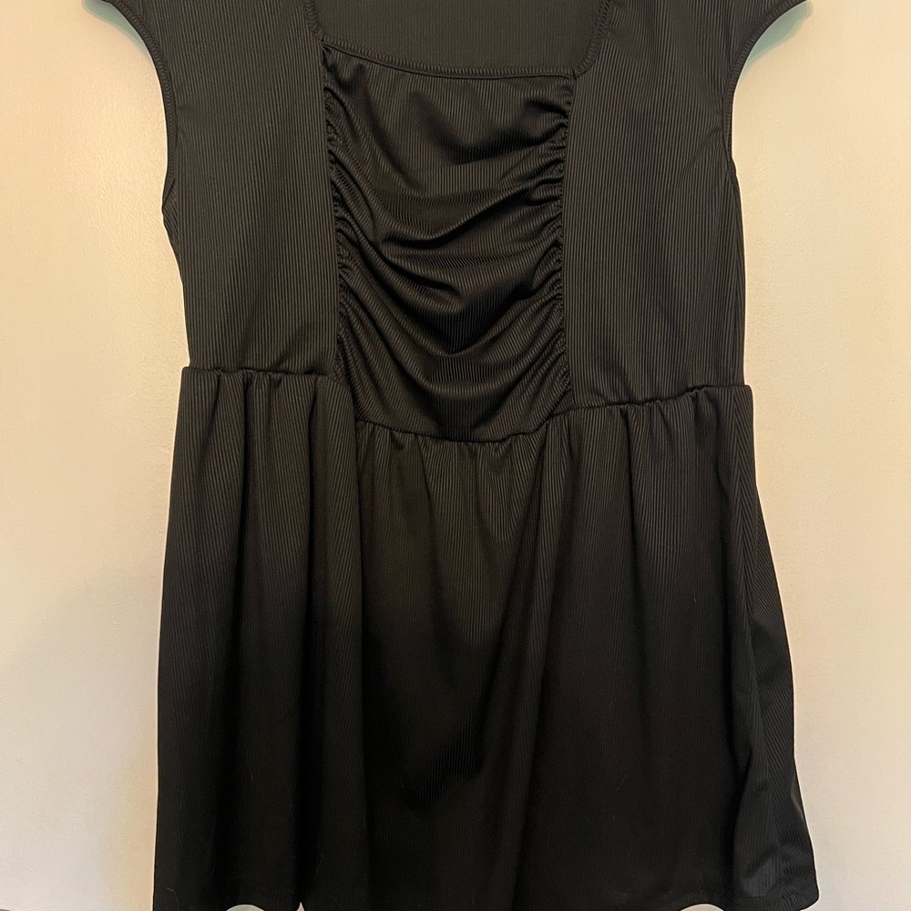 SHEIN Elegant Black Gathered Blouse